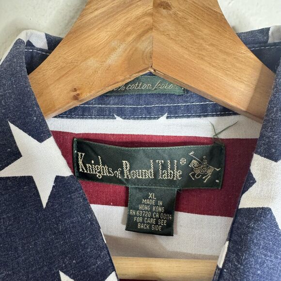 Vintage Knights of Round Table Shirt Mens XL American Flag USA Stars Stripes 90s - Picture 5 of 10